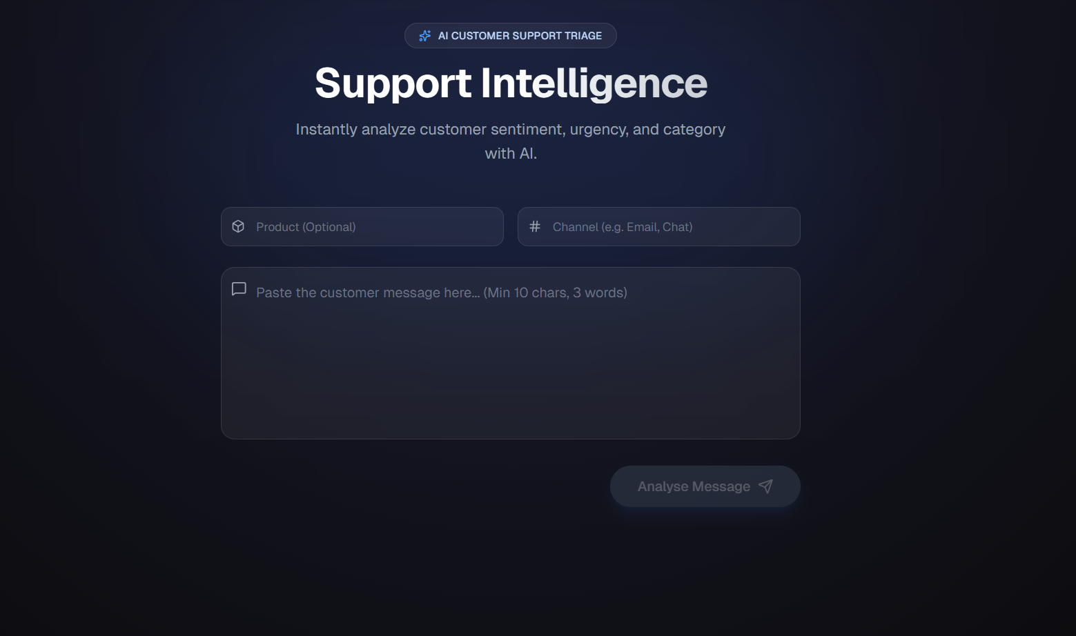 Triage it - AI Sentiment Analysis dashboard showing customer complaint analysis and sentiment detection interface
